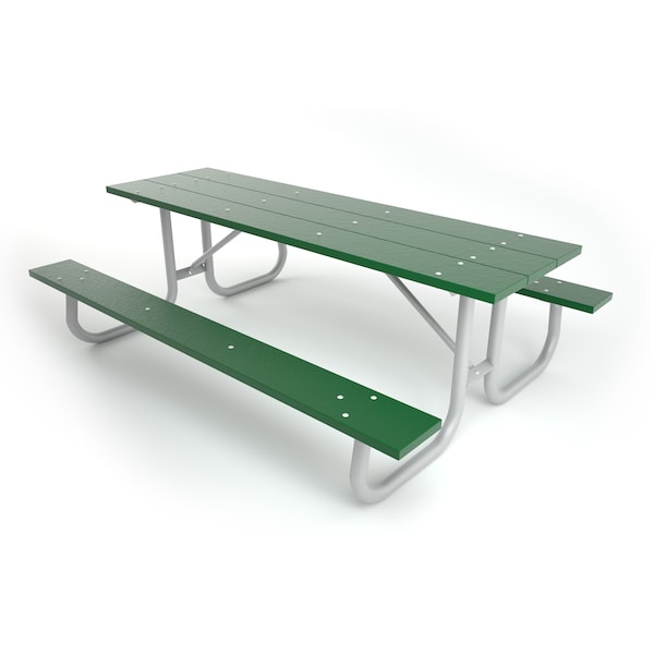 Green 8' Galvanized Frame Table with Galvanized Frame